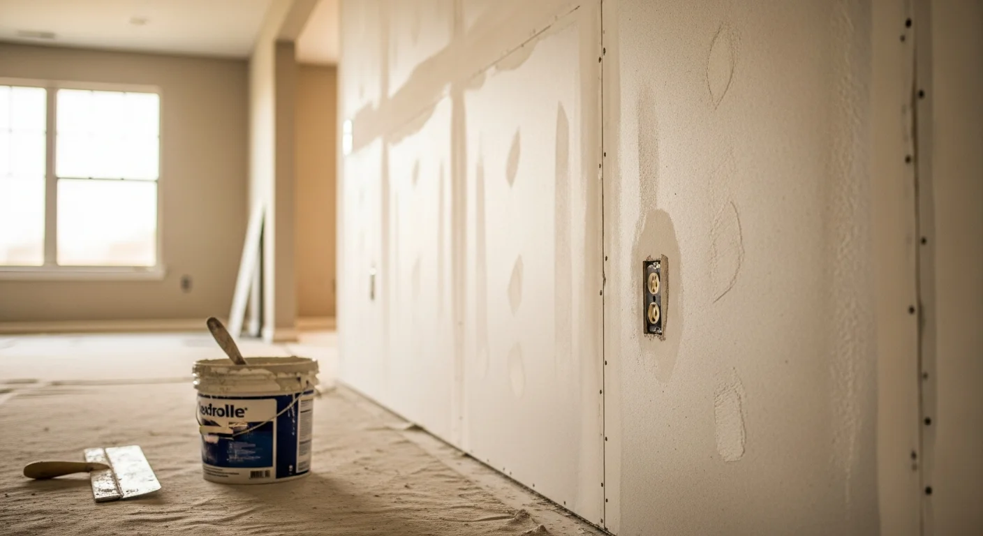Smooth finished drywall wall ready for painting