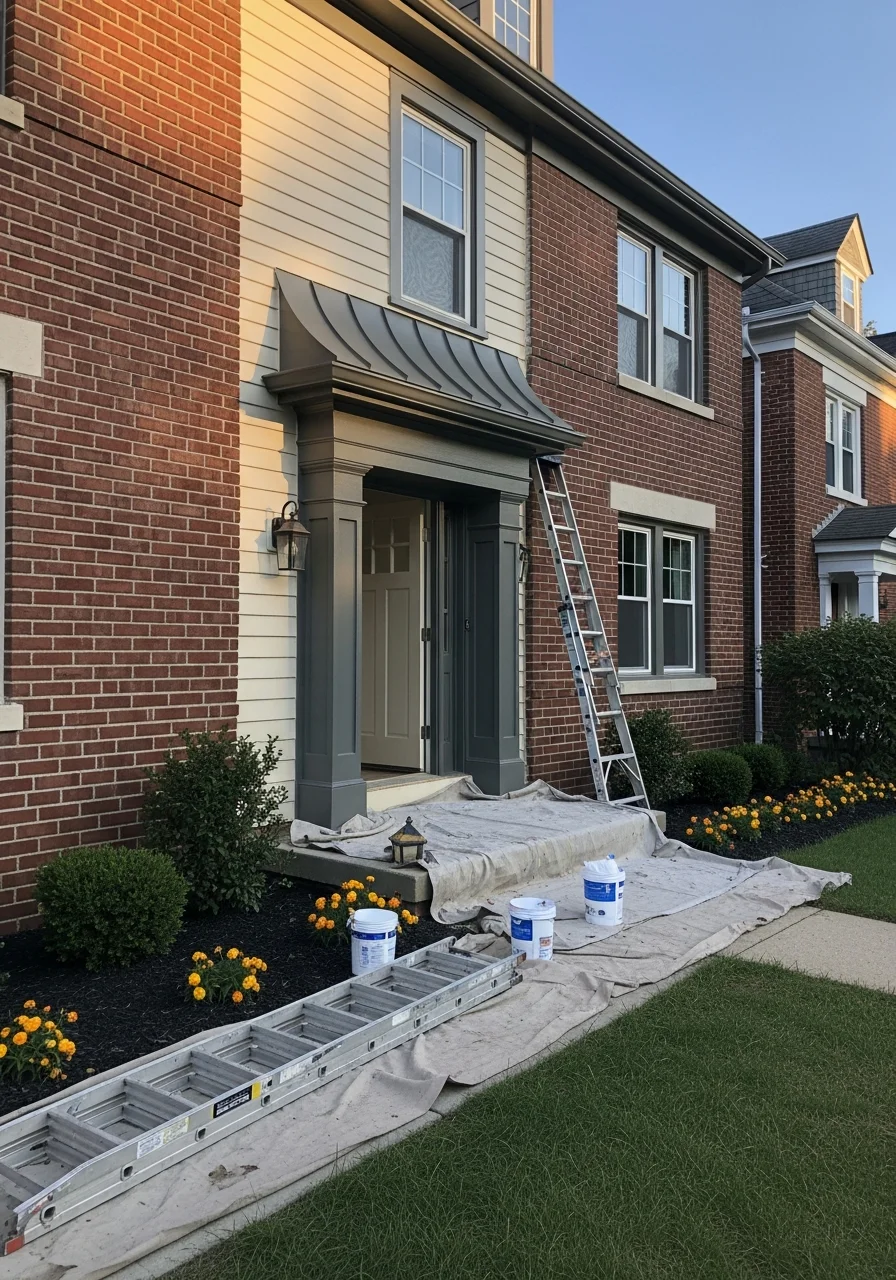 A satisfied Cleveland customer standing at their property entrance.