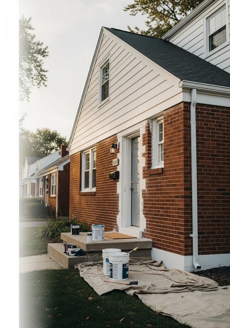 A satisfied Elyria customer standing at their property.