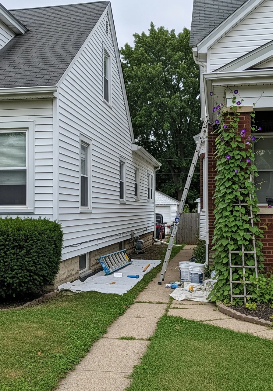 Residential homes in Lorain Ohio neighborhood with well-maintained exteriors and landscaping
