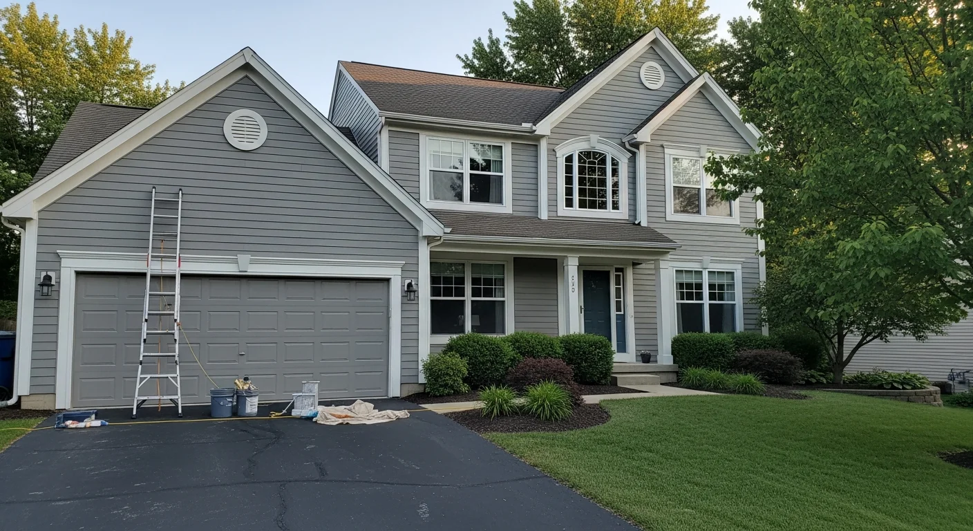 A well-maintained residential home in North Ridgeville with a manicured lawn and updated exterior.