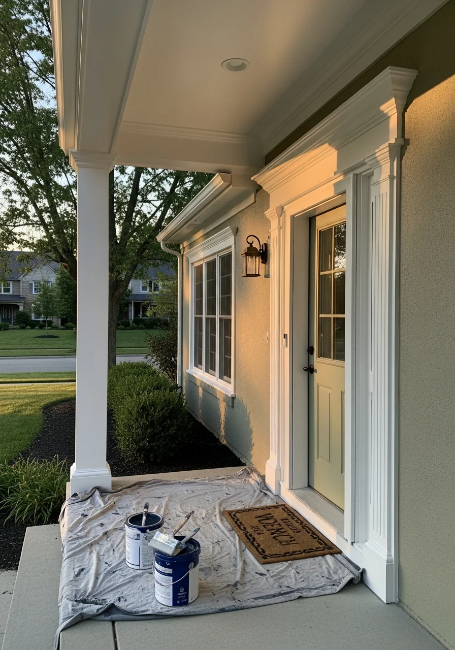 A Westlake homeowner standing proudly at their property entrance.